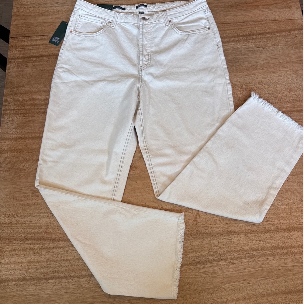 Wild Fable Womens High-Rise straight 16/32 Cream Off-White Raw Hem Size 16